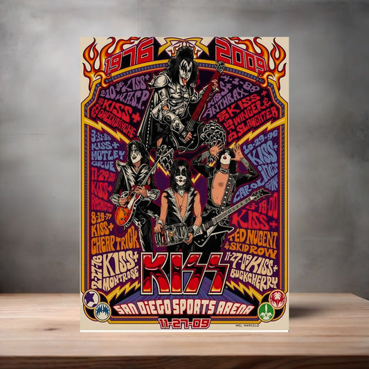 Kiss at San Diego Sports Arena poster on aluminum print. Multiple sizes available.