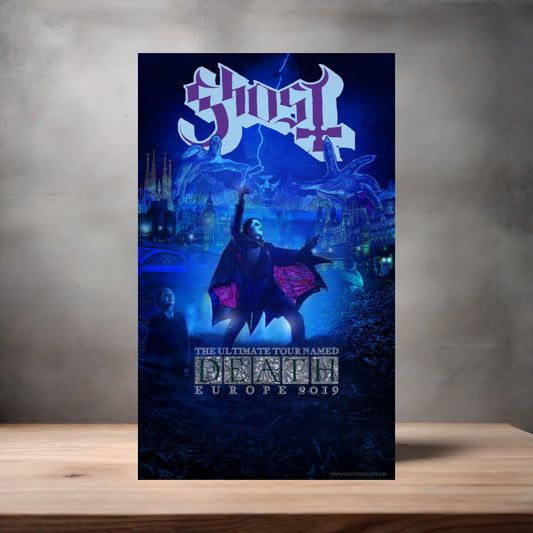 Ghost band 2019 Europe tour poster on aluminum print. Multiple sizes available.
