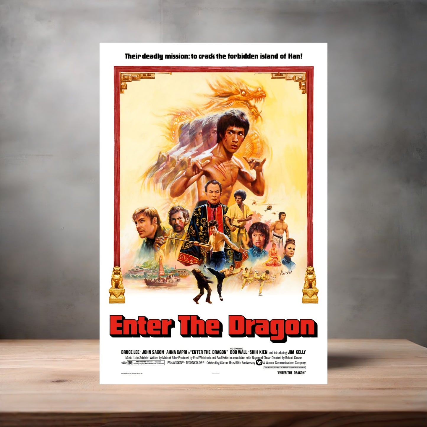 Bruce Lee Enter the Dragon Movie poster on aluminum print. Multiple sizes available.