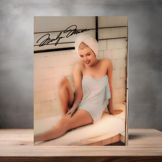 Marilyn Monroe sauna poster on aluminum print. Multiple sizes available