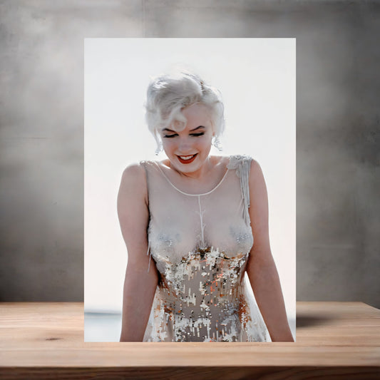 Marilyn Monroe sparkly dress poster on aluminum print. Multiple sizes available
