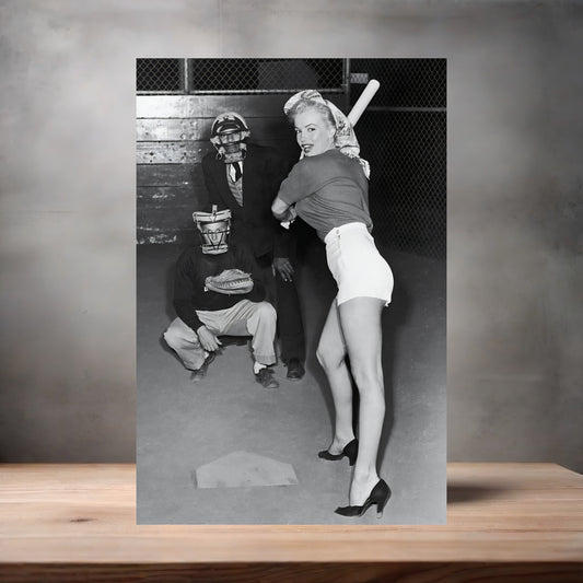 Marilyn Monroe baseball poster on aluminum print. Multiple sizes available
