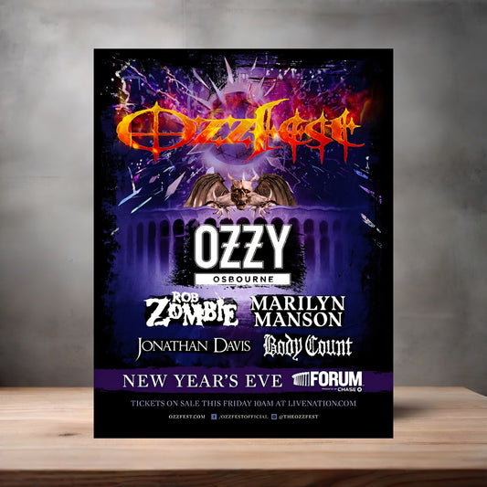 Ozzy Osbourne Ozzfest concert poster v5 on aluminum print. Multiple sizes available