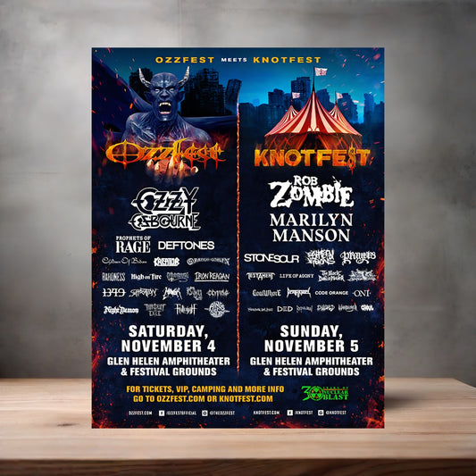 Ozzy Osbourne Ozzfest concert poster v3 on aluminum print. Multiple sizes available