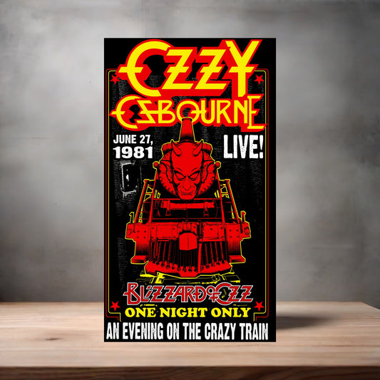 Ozzy Osbourne 1991 concert poster on aluminum print. Multiple sizes available