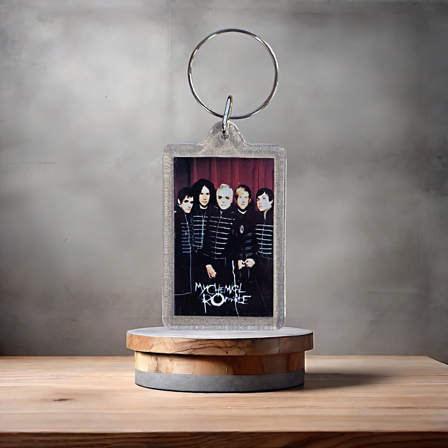 My Chemical Romance poster keychain with metal prints. Band members