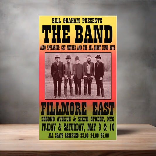 The Band Fillmore East concert poster on aluminum print. Multiple sizes available