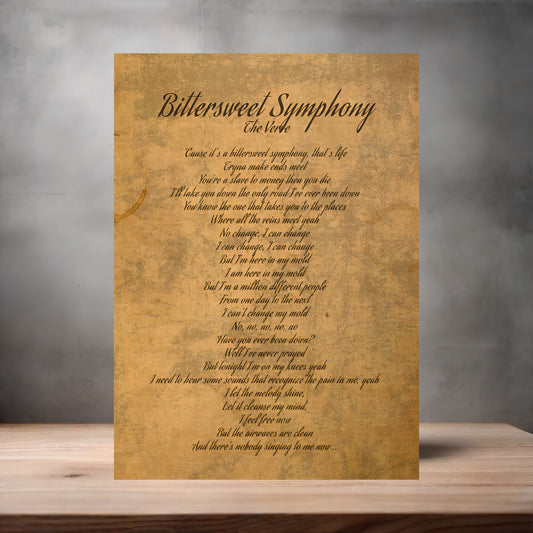 The Verve Bittersweet Symphony poster on aluminum print. Multiple sizes available