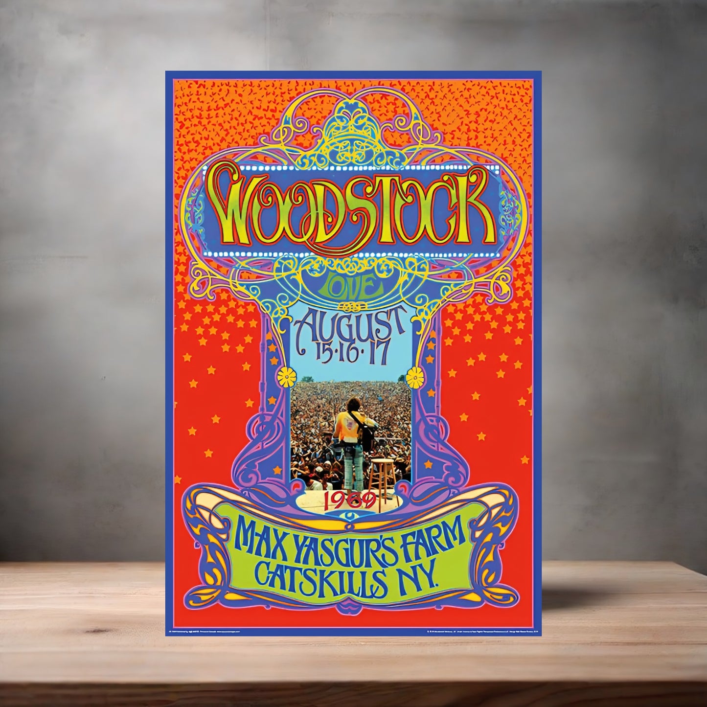 1969 Woodstock festival poster on aluminum print. Multiple sizes available v2