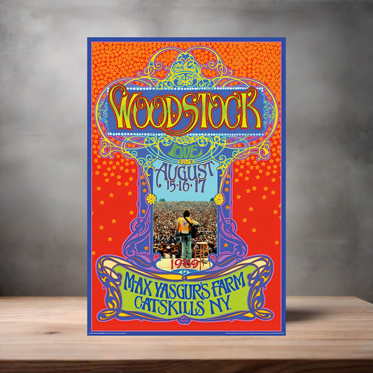 1969 Woodstock festival poster on aluminum print. Multiple sizes available v2