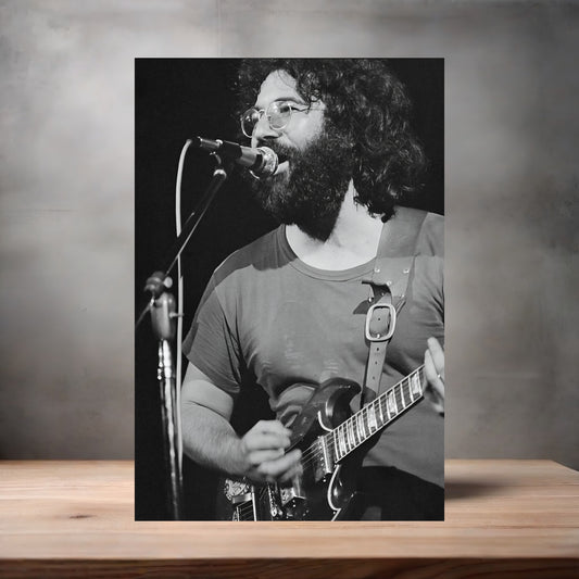 Jerry Garcia 1969 Woodstock festival poster on aluminum print. Multiple sizes available