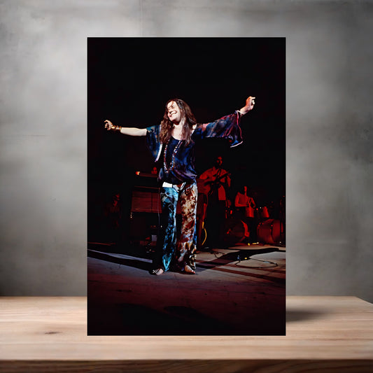 Janis Joplin 1969 Woodstock festival poster on aluminum print. Multiple sizes available