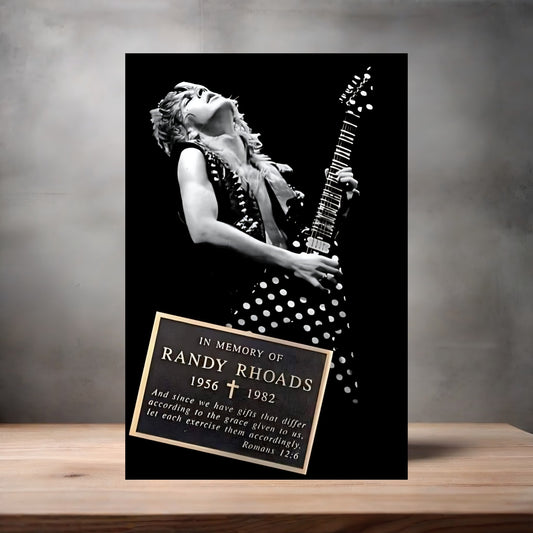 In Memory of Randy Rhoads poster on aluminum print. Multiple sizes available