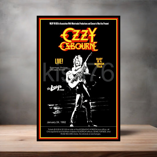 Ozzy Osbourne with Randy Rhoads poster on aluminum print. Multiple sizes available