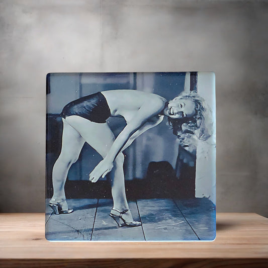 Marilyn Monroe nude poster on ceramic coaster. 4" x 4" Glossy finish v2