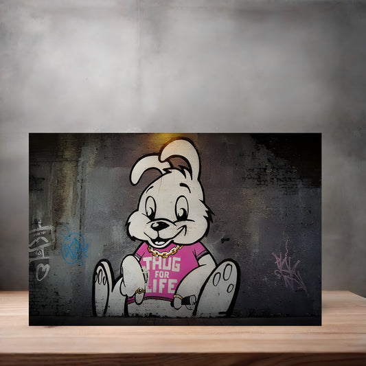Banksy Art poster on aluminum print. Multiple sizes available, Thug for life Bunny