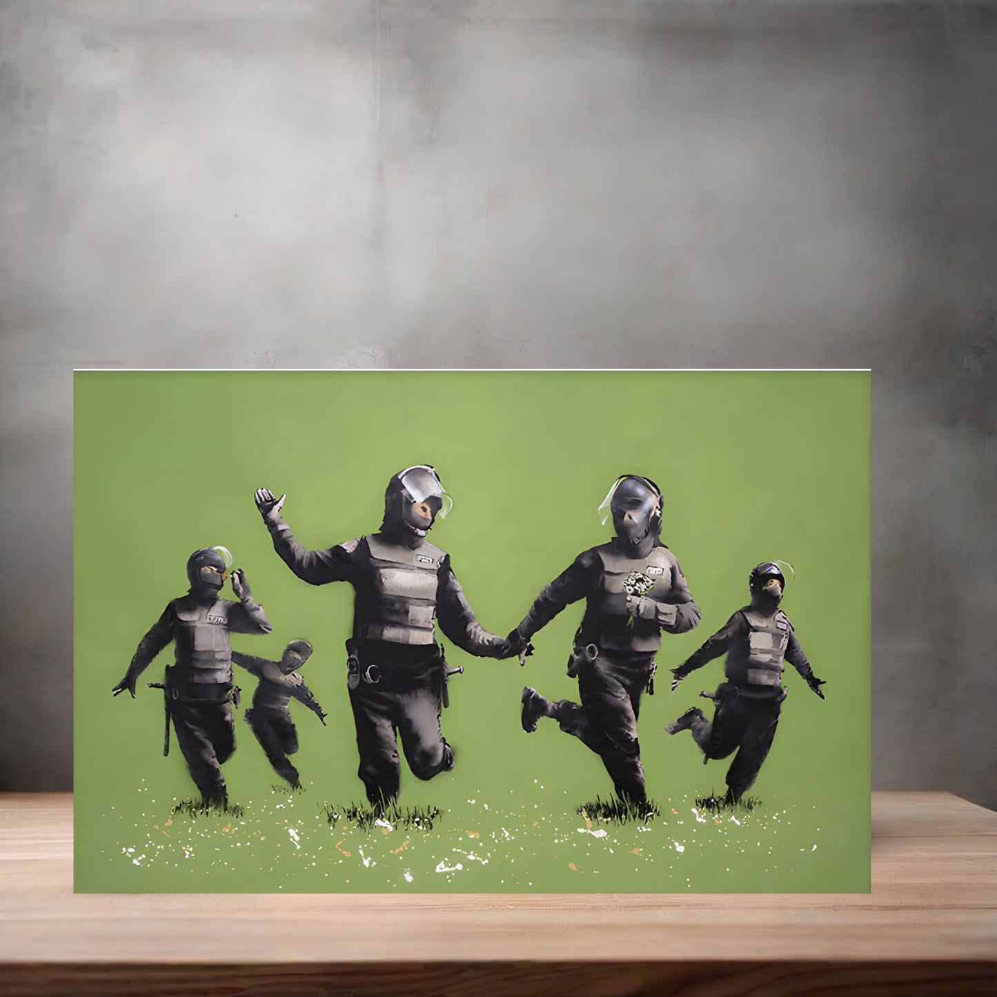 Banksy Art poster on aluminum print. Multiple sizes available, Riot police in the Field