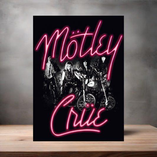 Motley Crue black and pink poster on aluminum print. Multiple sizes available.