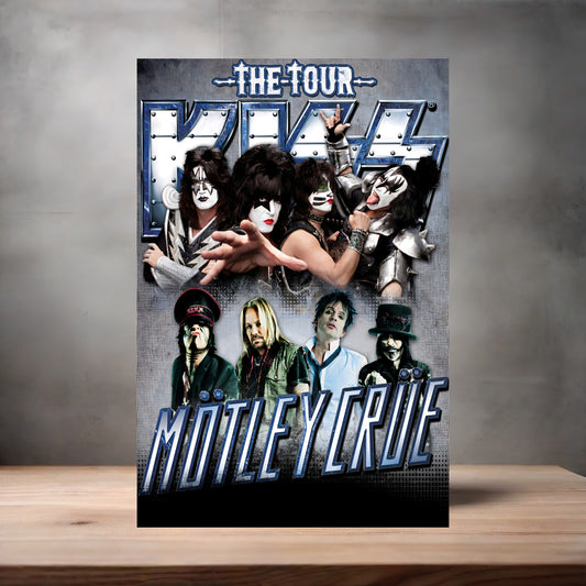 Motley Crue and Kiss tour poster on aluminum print. Multiple sizes available