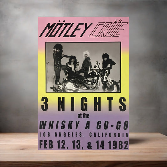 Motley Crue 1982 concert poster on aluminum print. Multiple sizes available