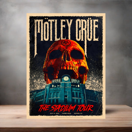 Motley Crue Coors Field concert poster on aluminum print. Multiple sizes available
