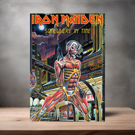 Iron Maiden Somewhere in Time poster on aluminum print. Multiple sizes available
