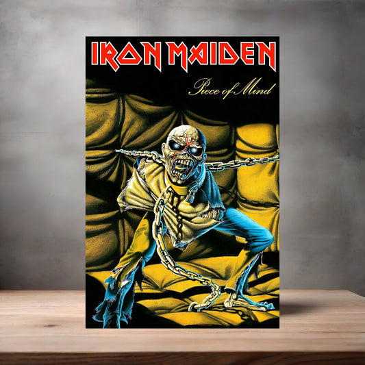 Iron Maiden Piece of Mind poster on aluminum print. Multiple sizes available