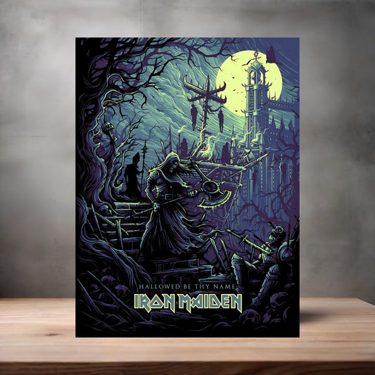 Iron Maiden Hallowed be thy name green poster on aluminum print. Multiple sizes available