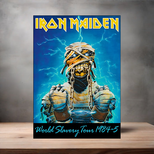 Iron Maiden World Slavery Tour poster on aluminum print. Multiple sizes available