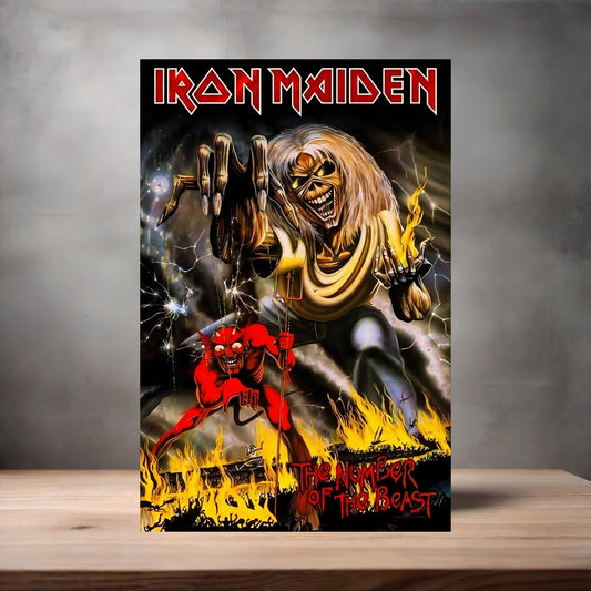 Iron Maiden The Number of the Beast poster on aluminum print. Multiple sizes available