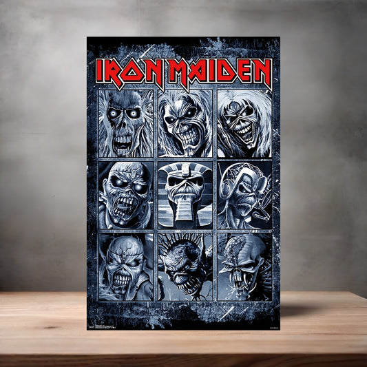 Iron Maiden grid poster on aluminum print. Multiple sizes available
