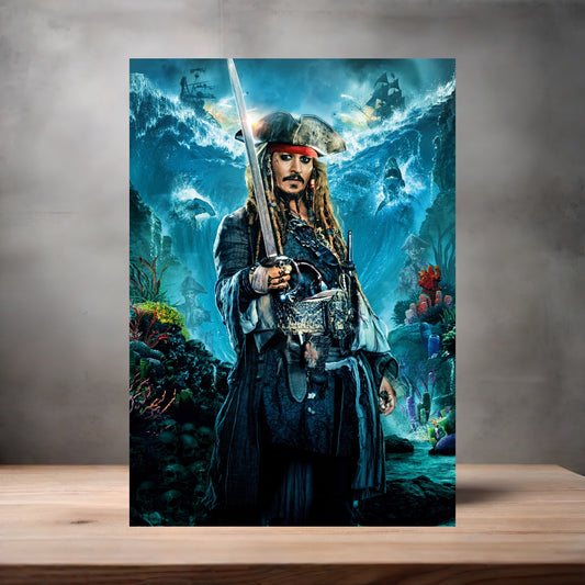 Pirates of the Caribbean movie poster on aluminum print. Multiple sizes available. v6