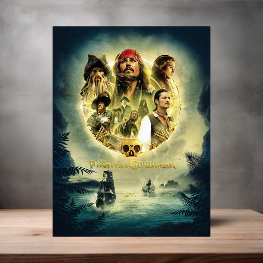 Pirates of the Caribbean movie poster on aluminum print. Multiple sizes available. v4