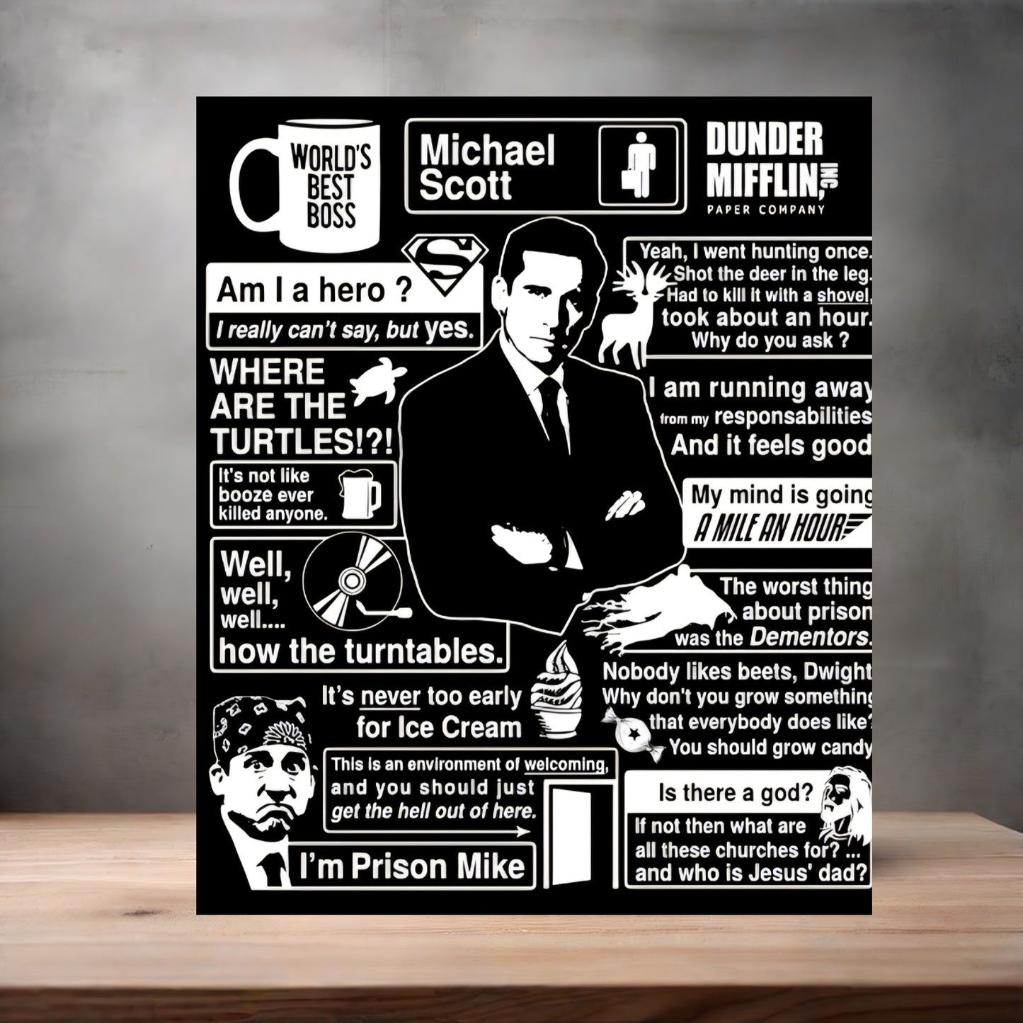 Michael Scott sayings poster on aluminum print. Multiple sizes available. The Office