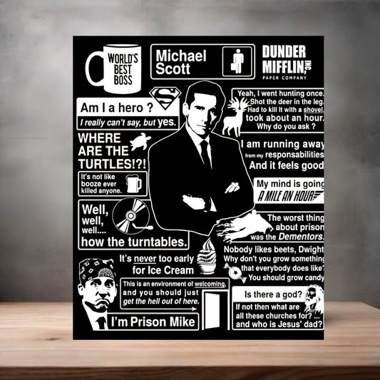 Michael Scott sayings poster on aluminum print. Multiple sizes available. The Office