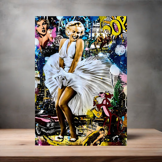 Marilyn Monroe poster on aluminum print. Multiple sizes available. C