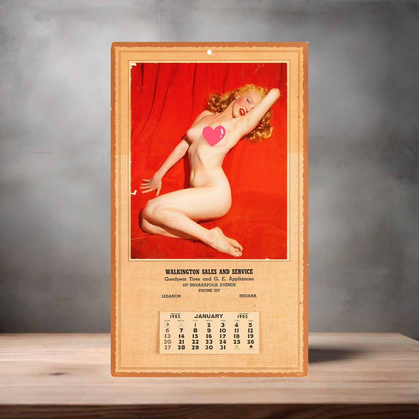 Marilyn Monroe vintage calendar poster on aluminum print. Multiple sizes available