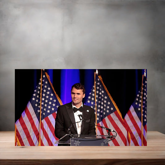 Charlie Kirk poster on aluminum print. Multiple sizes available. RIP A