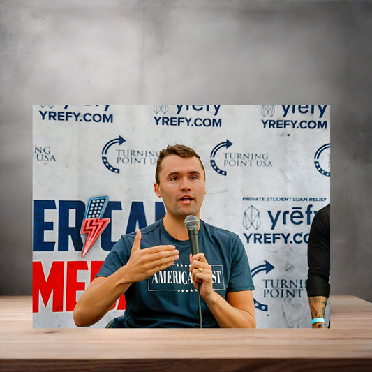 Charlie Kirk poster on aluminum print. Multiple sizes available. G