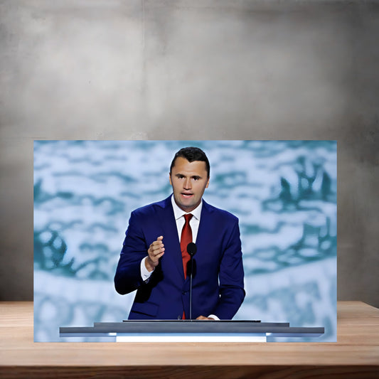 Charlie Kirk poster on aluminum print. Multiple sizes available. C