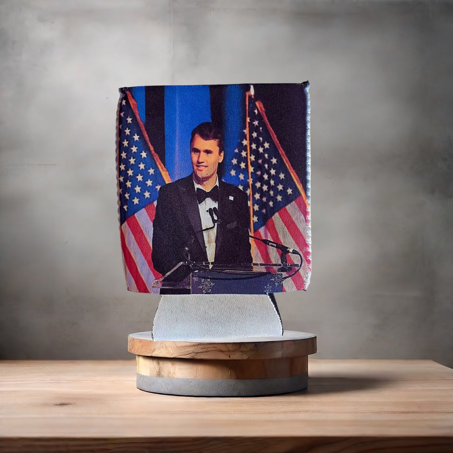 Set of 2 Charlie Kirk poster drink koozies v8