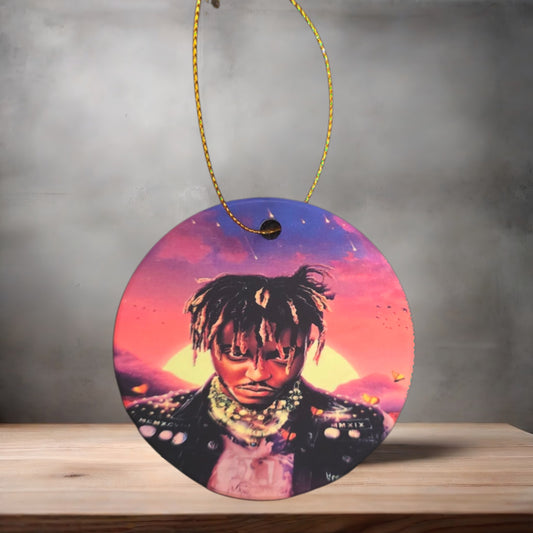Christmas ornament , 3" round ceramic. Juice Wrld