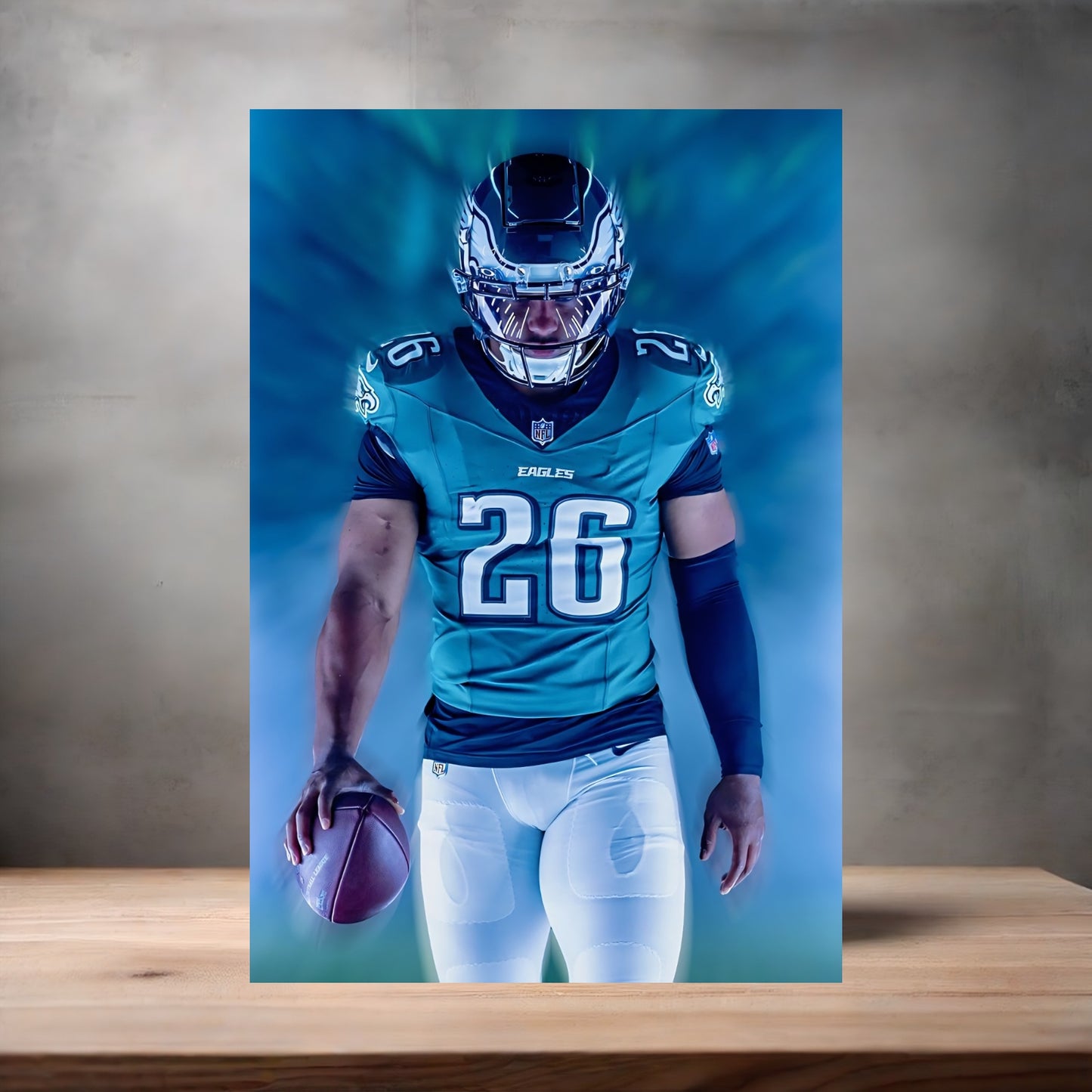 Philadelphia Eagles Saquon Barkley poster on aluminum print. Multiple sizes available.
