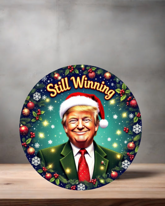 Christmas ornament , 3" round ceramic. Donald Trump Merry Christmas Still Winning