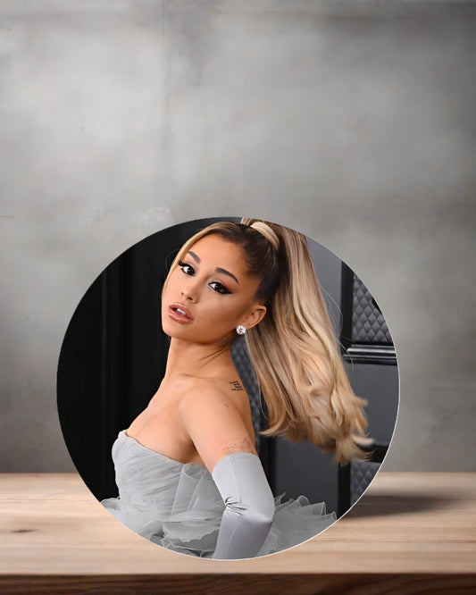 Ariana Grande Christmas ornament , 3" round ceramic. v1