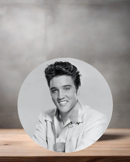Elvis Presley Christmas ornament , 3" round ceramic. v4