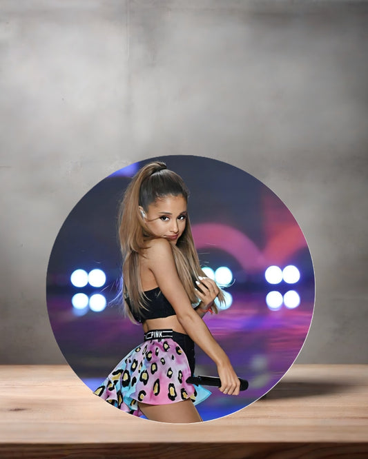 Ariana Grande Christmas ornament , 3" round ceramic. v2