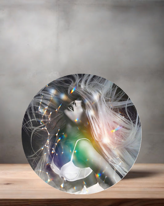 Ariana Grande Christmas ornament , 3" round ceramic. v4