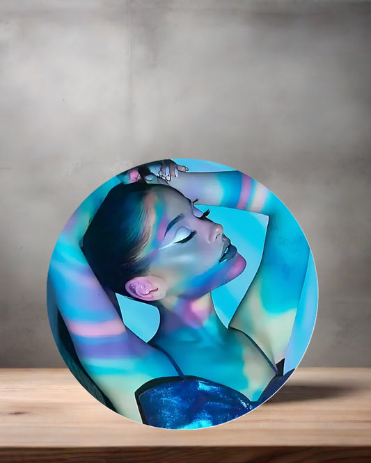 Ariana Grande Christmas ornament , 3" round ceramic. v6