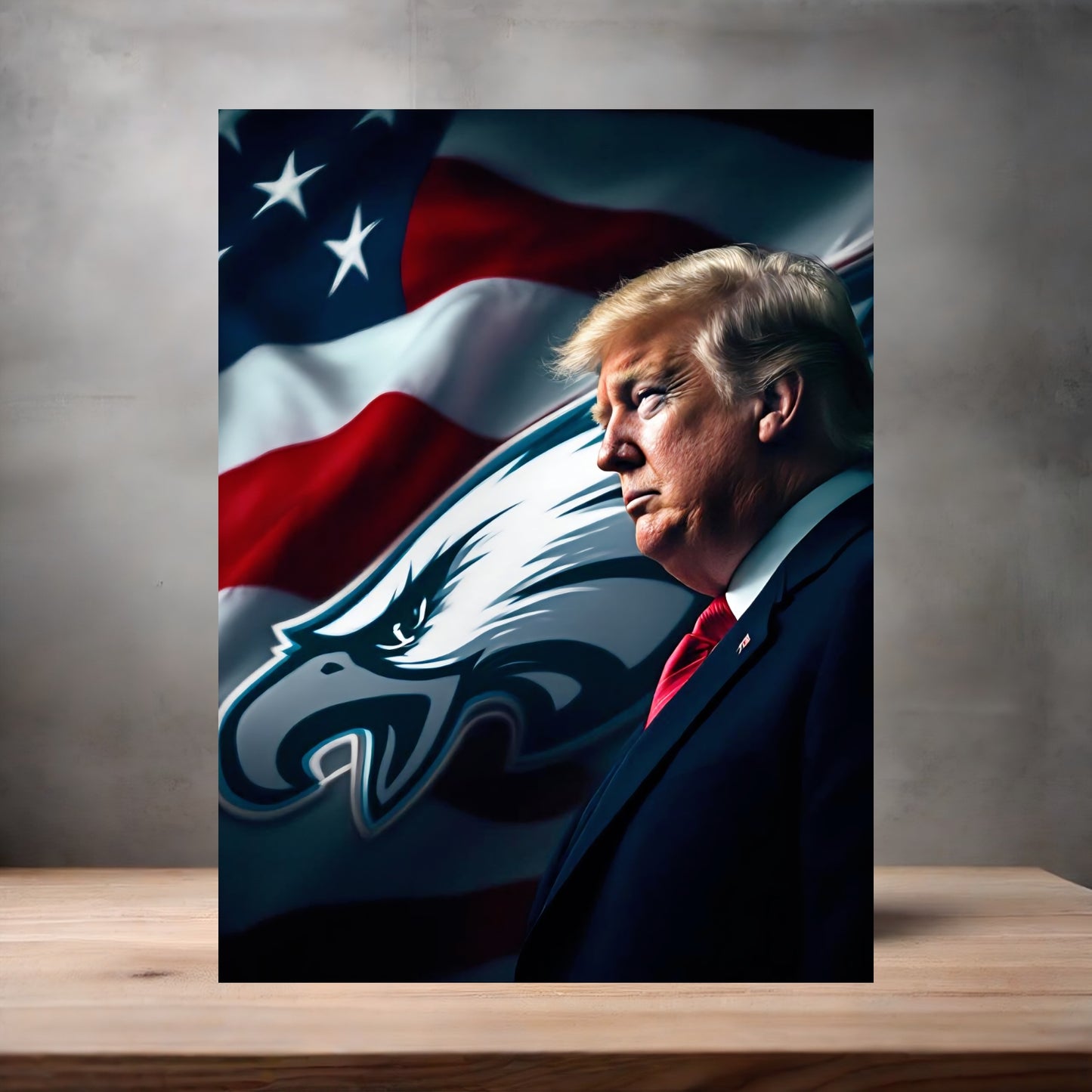Philadelphia Eagles and Donald Trump poster on aluminum print. Multiple sizes available. C